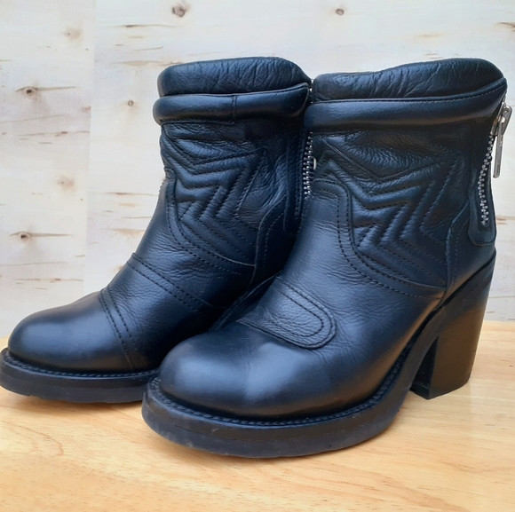 ASH Star Black Leather Platform Ankle Booties - Picture 3 of 13